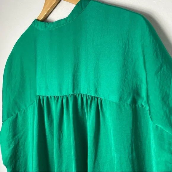 Modern Works short cap sleeves solid green top blouse 2X - Picture 8 of 8